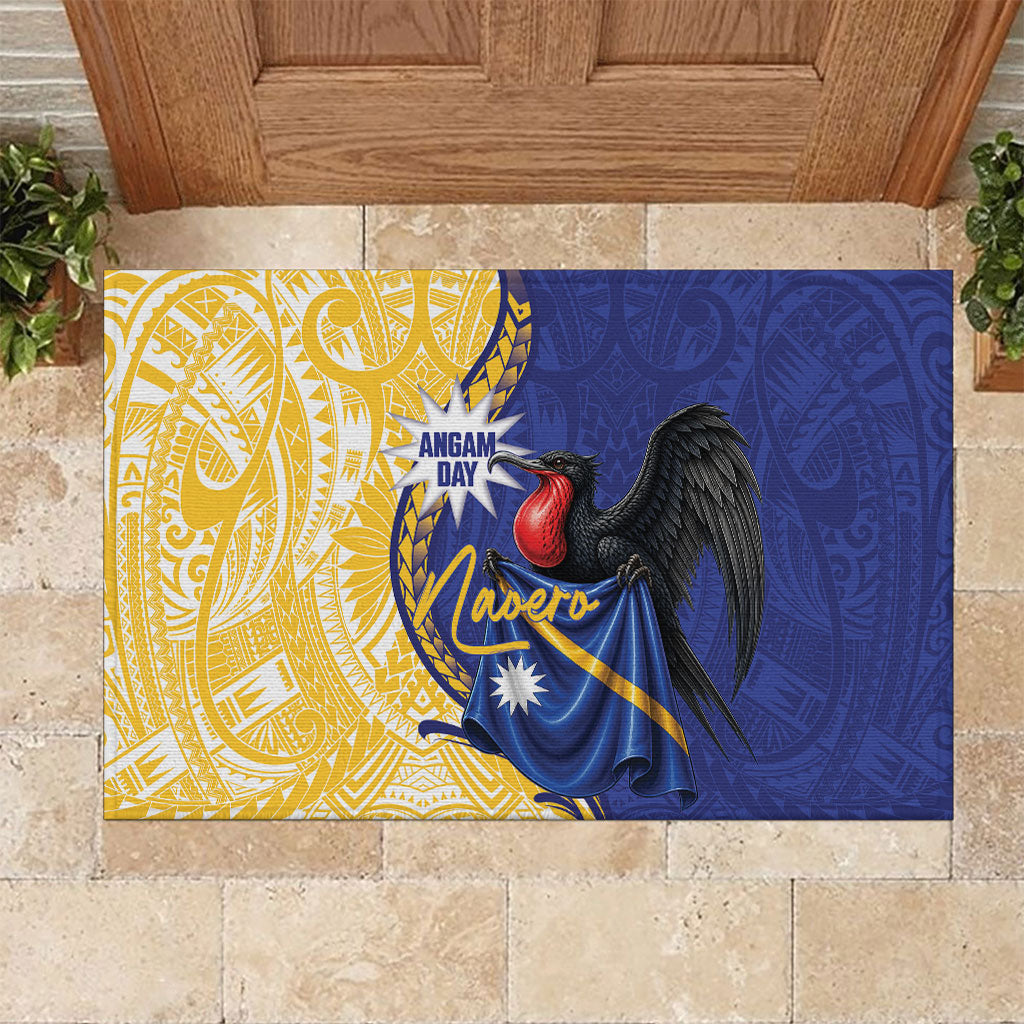Nauru Angam Day Rubber Doormat Naoero Frigatebird With Flag Proud