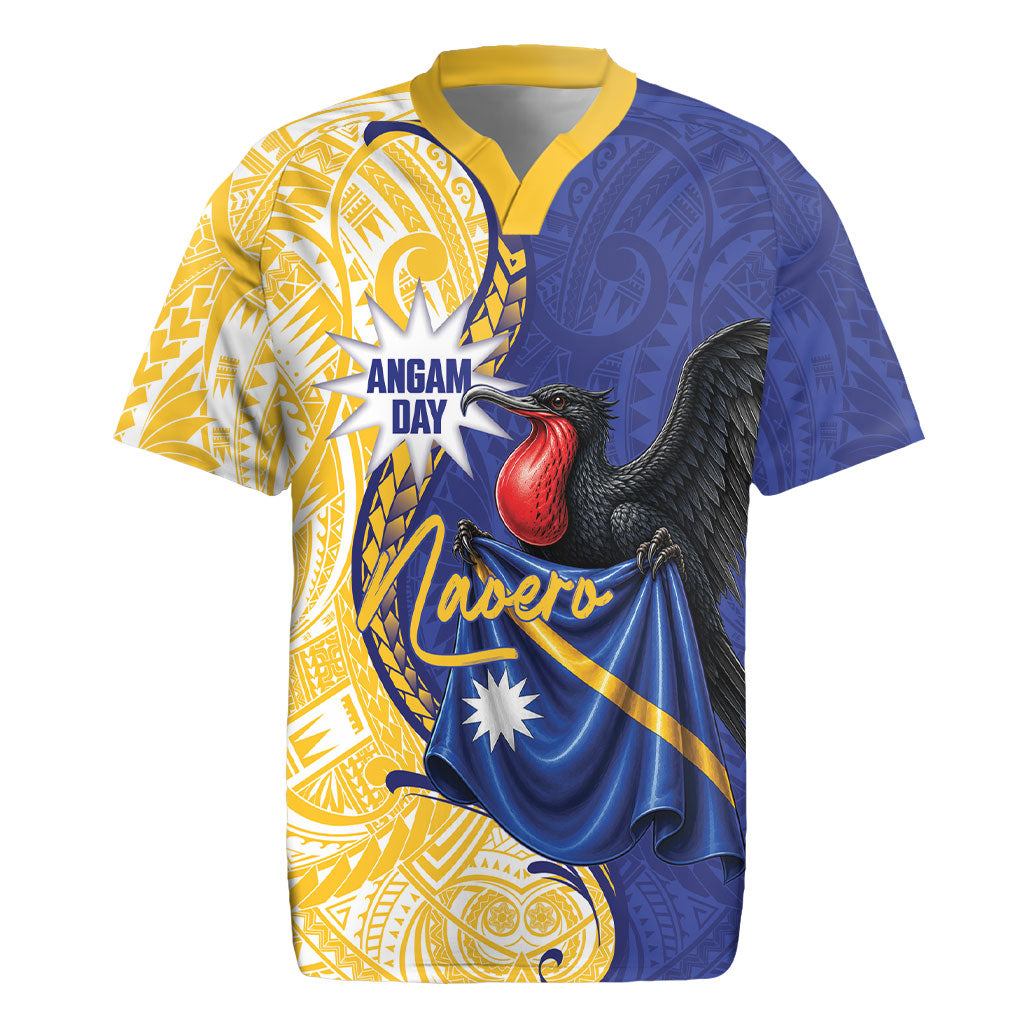 Personalised Nauru Angam Day Rugby Jersey Naoero Frigatebird With Flag Proud
