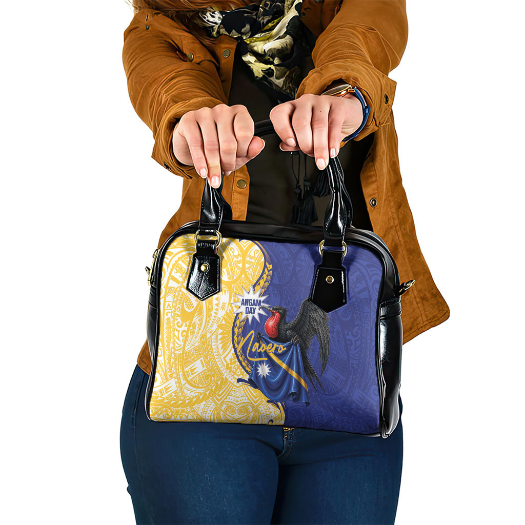 Nauru Angam Day Shoulder Handbag Naoero Frigatebird With Flag Proud