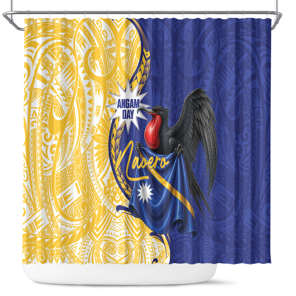 Nauru Angam Day Shower Curtain Naoero Frigatebird With Flag Proud