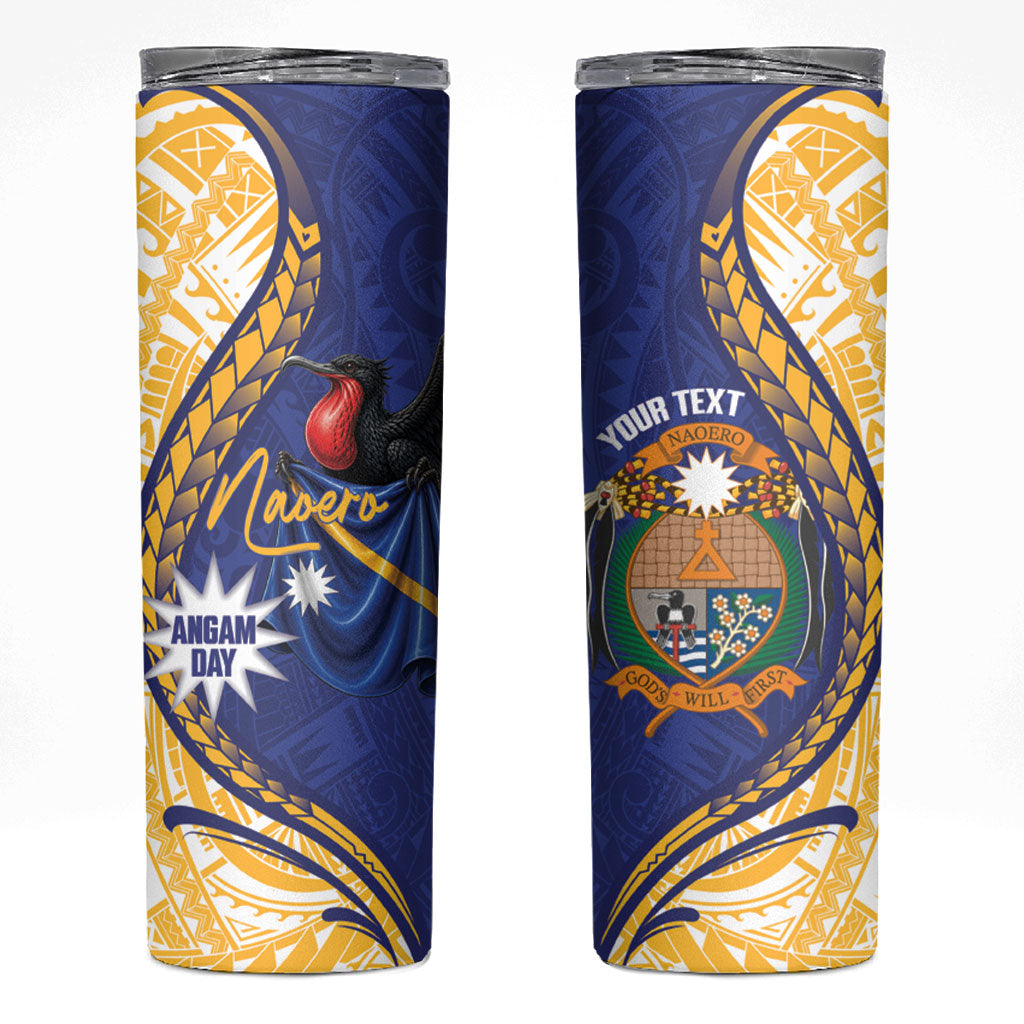 Personalised Nauru Angam Day Skinny Tumbler Naoero Frigatebird With Flag Proud