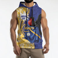Personalised Nauru Angam Day Sleeveless Hoodie Naoero Frigatebird With Flag Proud