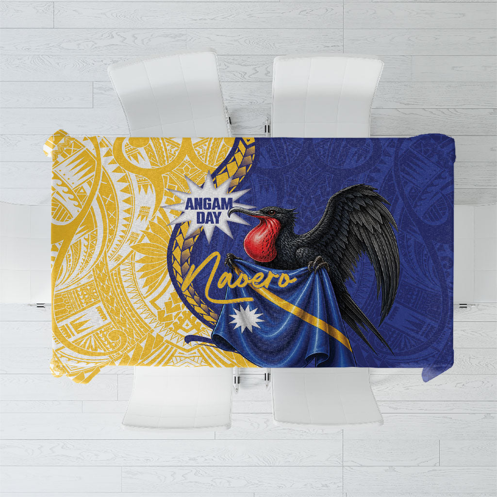 Nauru Angam Day Tablecloth Naoero Frigatebird With Flag Proud