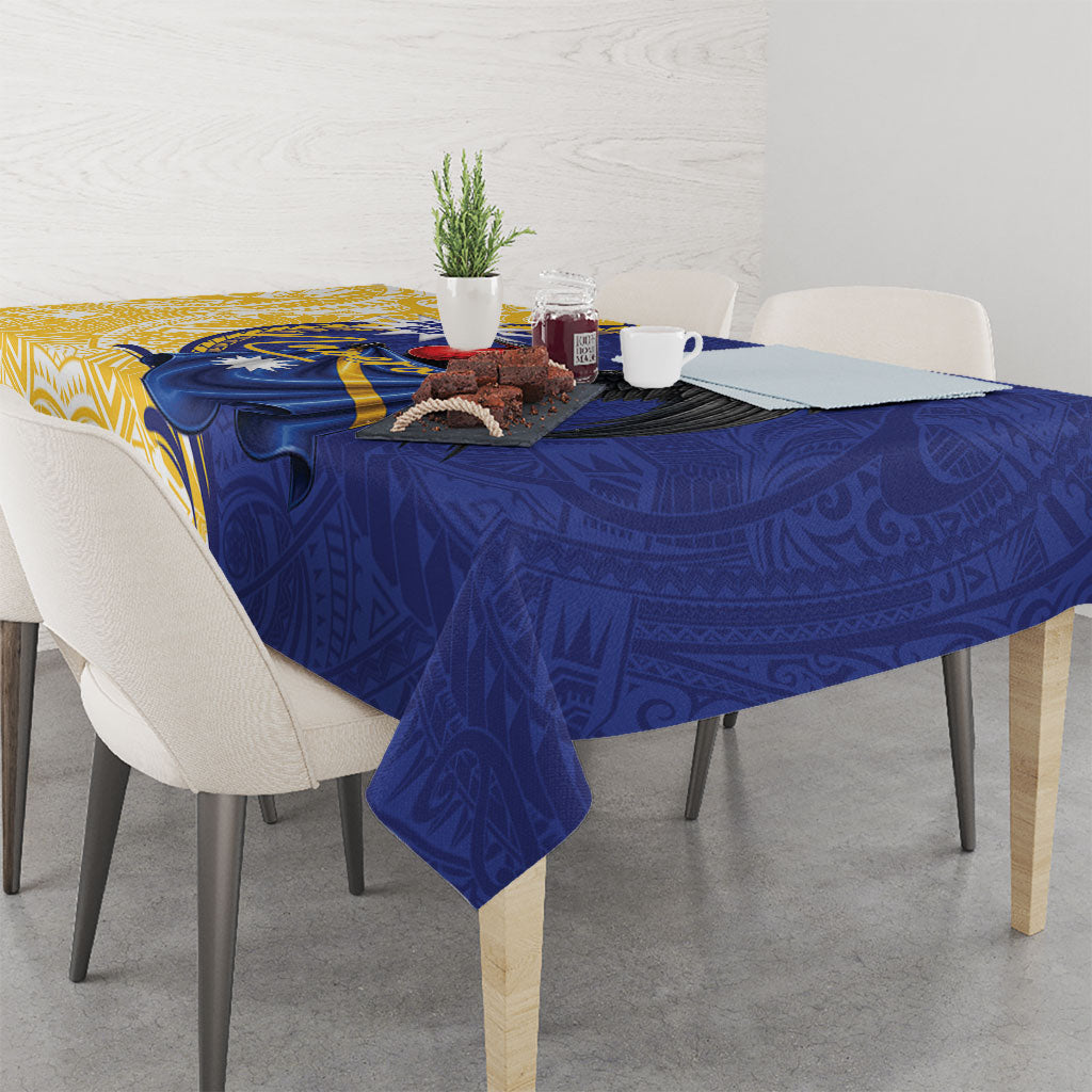Nauru Angam Day Tablecloth Naoero Frigatebird With Flag Proud