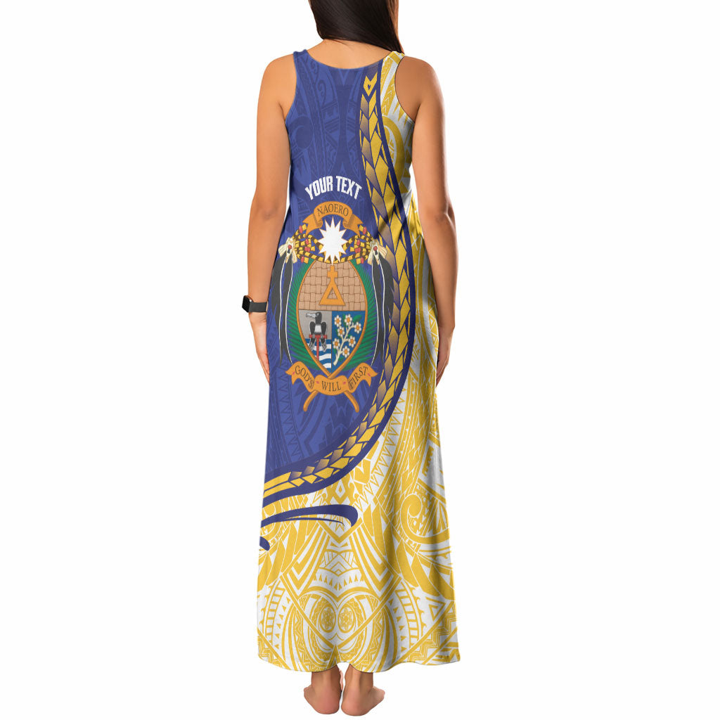 Personalised Nauru Angam Day Tank Maxi Dress Naoero Frigatebird With Flag Proud