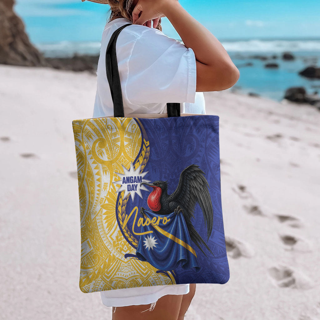 Nauru Angam Day Tote Bag Naoero Frigatebird With Flag Proud