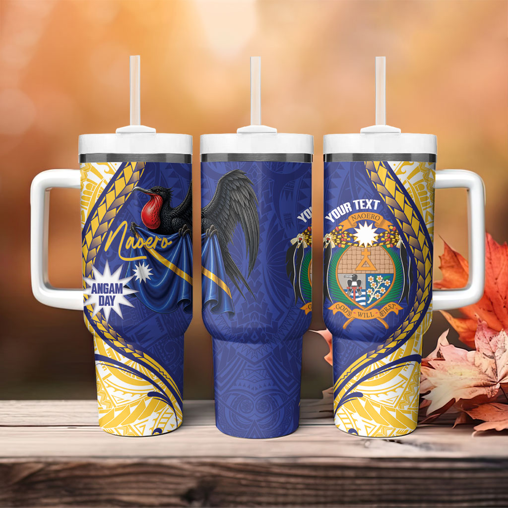 Personalised Nauru Angam Day Tumbler With Handle Naoero Frigatebird With Flag Proud