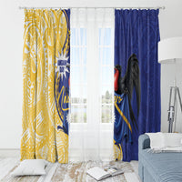 Nauru Angam Day Window Curtain Naoero Frigatebird With Flag Proud