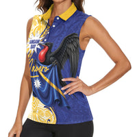 Personalised Nauru Angam Day Women Sleeveless Polo Shirt Naoero Frigatebird With Flag Proud