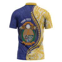 Personalised Nauru Angam Day Zipper Polo Shirt Naoero Frigatebird With Flag Proud