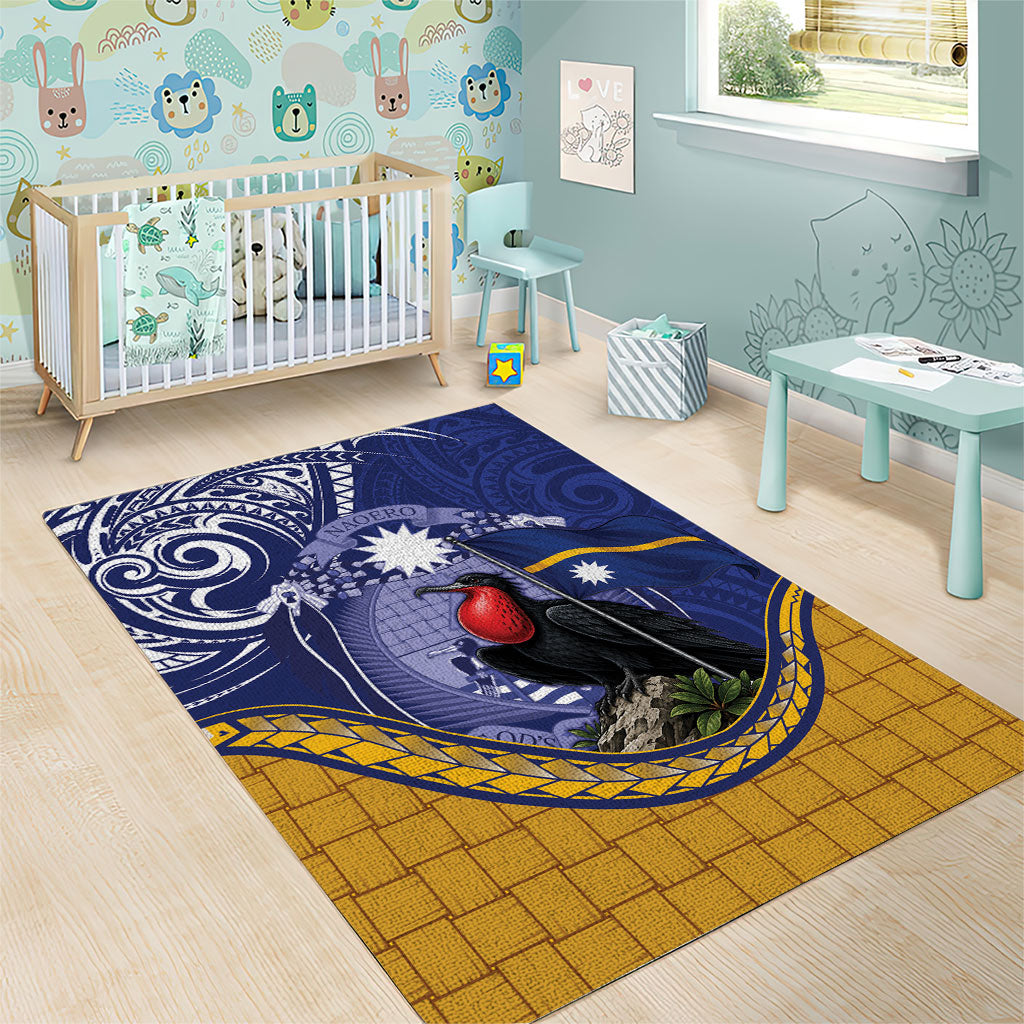 Magnificent Frigatebird Nauru Area Rug Pandanus Weaving Polynesian Pattern