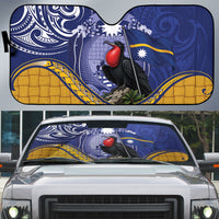Magnificent Frigatebird Nauru Auto Sun Shade Pandanus Weaving Polynesian Pattern