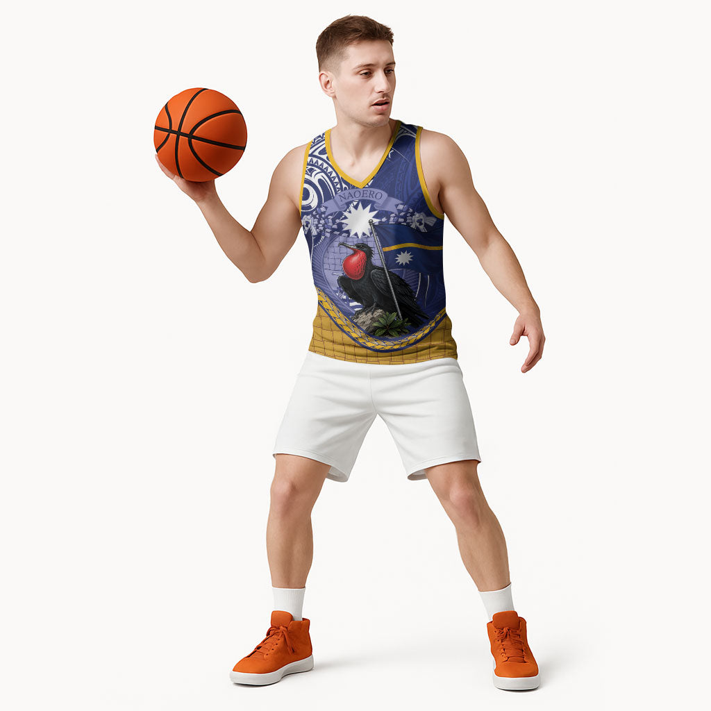 Magnificent Frigatebird Nauru Basketball Jersey Pandanus Weaving Polynesian Pattern