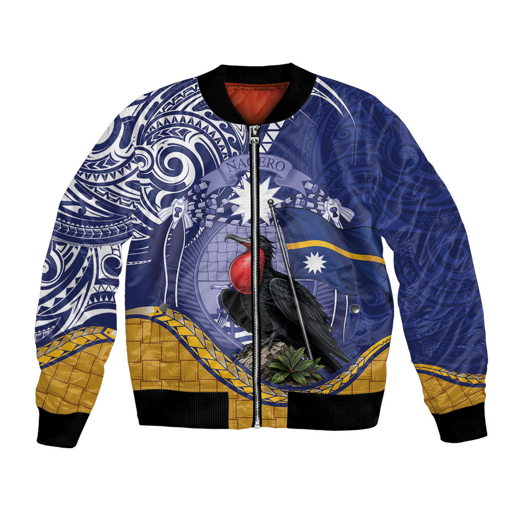 Magnificent Frigatebird Nauru Bomber Jacket Pandanus Weaving Polynesian Pattern