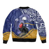 Magnificent Frigatebird Nauru Bomber Jacket Pandanus Weaving Polynesian Pattern