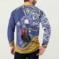 Magnificent Frigatebird Nauru Button Sweatshirt Pandanus Weaving Polynesian Pattern