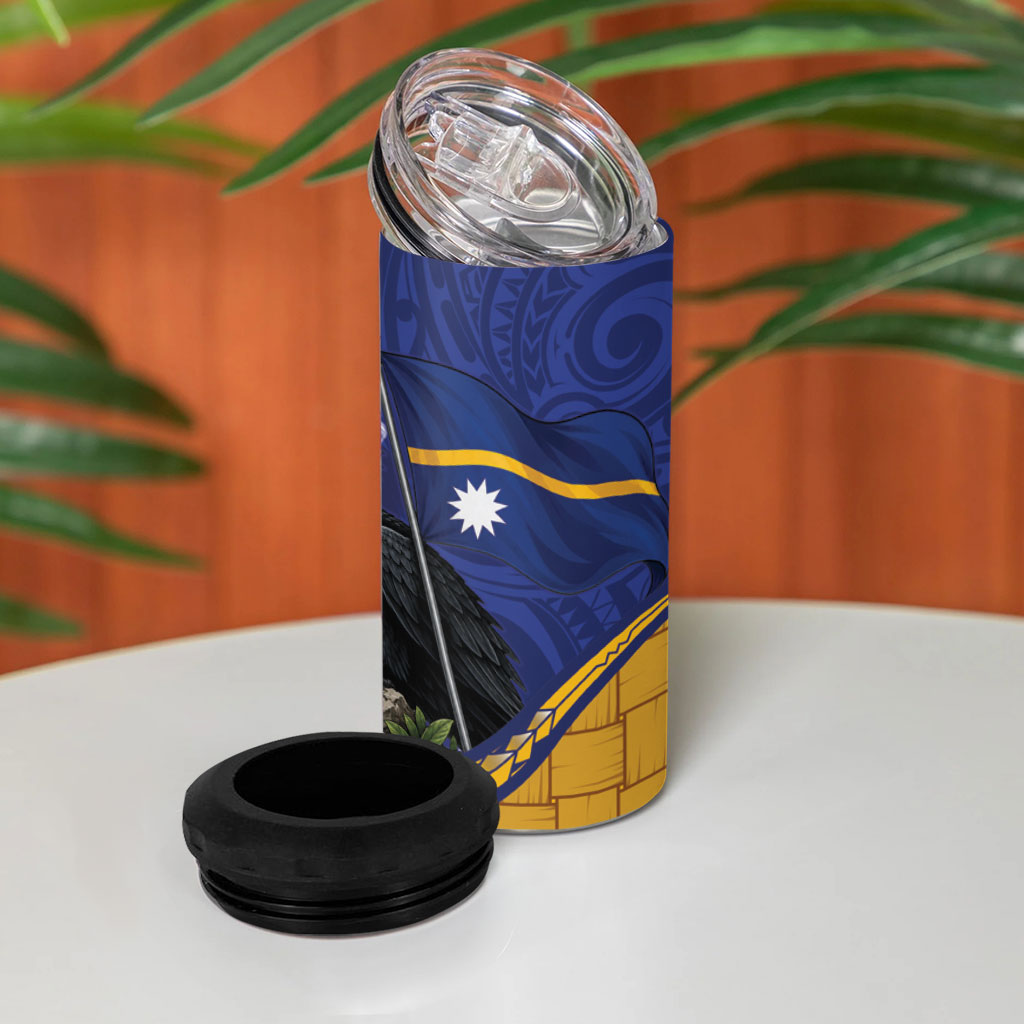Magnificent Frigatebird Nauru 4 in 1 Can Cooler Tumbler Pandanus Weaving Polynesian Pattern