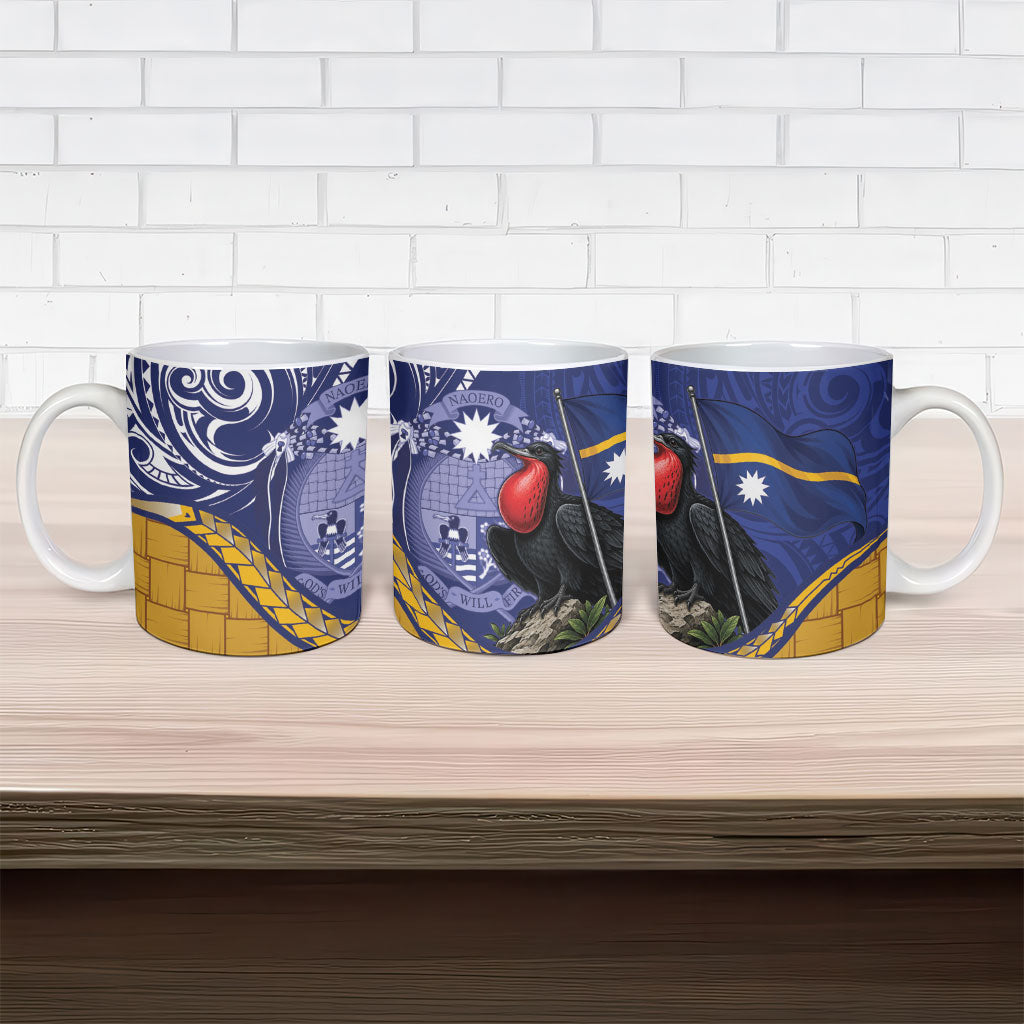 Magnificent Frigatebird Nauru Ceramic Mug Pandanus Weaving Polynesian Pattern