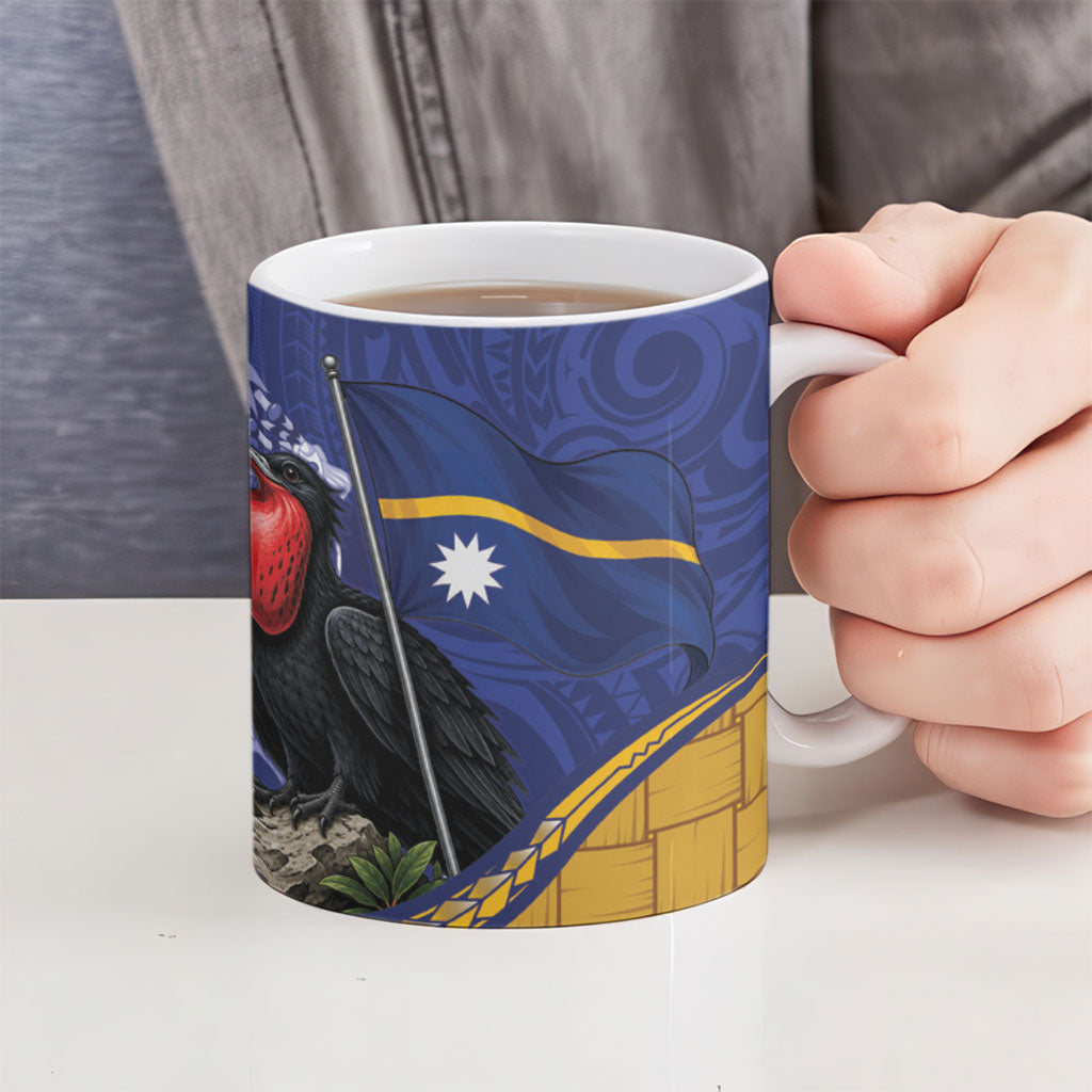 Magnificent Frigatebird Nauru Ceramic Mug Pandanus Weaving Polynesian Pattern
