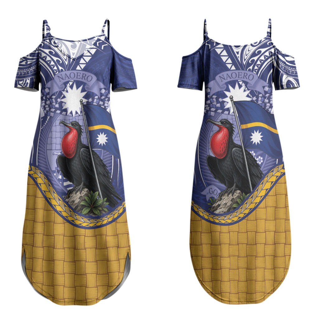 Magnificent Frigatebird Nauru Couples Matching Summer Maxi Dress and Hawaiian Shirt Pandanus Weaving Polynesian Pattern
