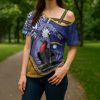 Magnificent Frigatebird Nauru Cross Shoulder Shirt Pandanus Weaving Polynesian Pattern