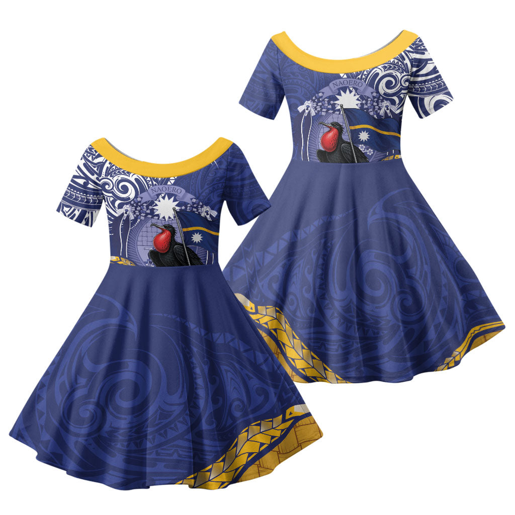 Magnificent Frigatebird Nauru Family Matching Mermaid Dress and Hawaiian Shirt Pandanus Weaving Polynesian Pattern