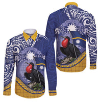 Magnificent Frigatebird Nauru Family Matching Off Shoulder Maxi Dress and Hawaiian Shirt Pandanus Weaving Polynesian Pattern
