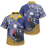 Magnificent Frigatebird Nauru Family Matching Off Shoulder Maxi Dress and Hawaiian Shirt Pandanus Weaving Polynesian Pattern