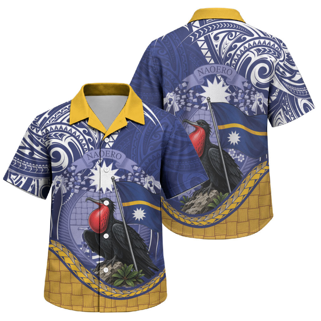 Magnificent Frigatebird Nauru Family Matching Puletasi and Hawaiian Shirt Pandanus Weaving Polynesian Pattern