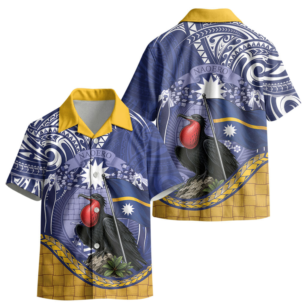 Magnificent Frigatebird Nauru Kid Hawaiian Shirt Pandanus Weaving Polynesian Pattern