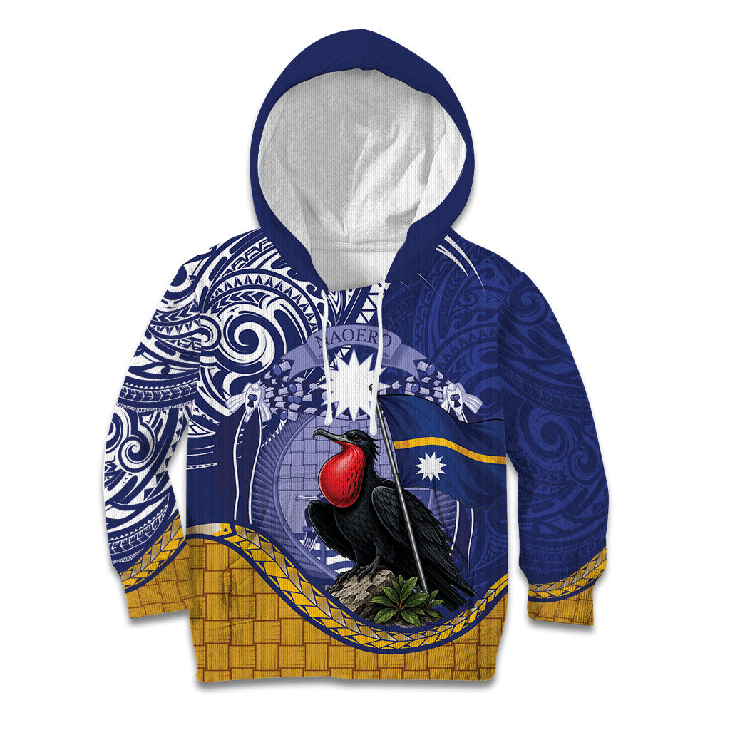 Magnificent Frigatebird Nauru Kid Hoodie Pandanus Weaving Polynesian Pattern