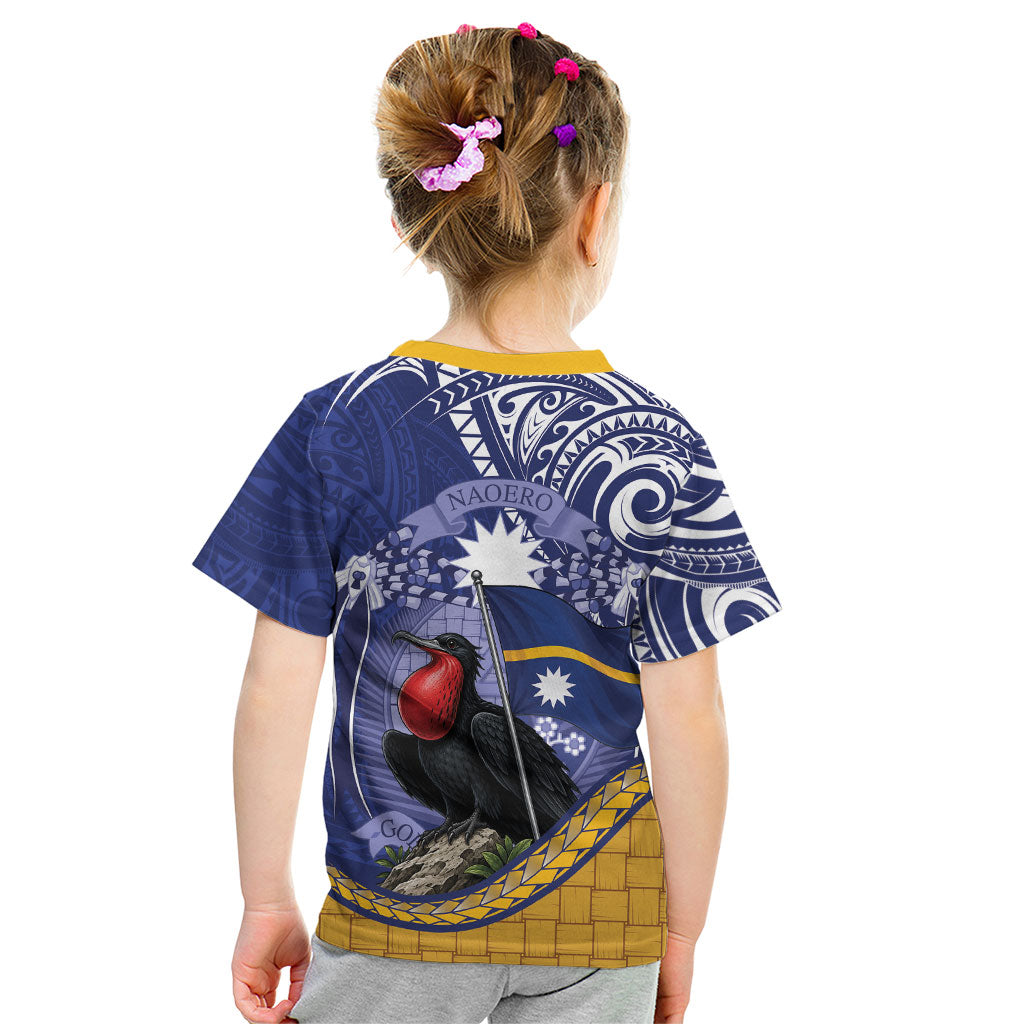Magnificent Frigatebird Nauru Kid T Shirt Pandanus Weaving Polynesian Pattern