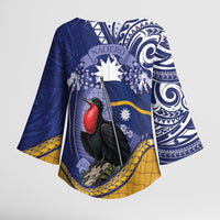 Magnificent Frigatebird Nauru Kimono Sleeve Blouse Pandanus Weaving Polynesian Pattern