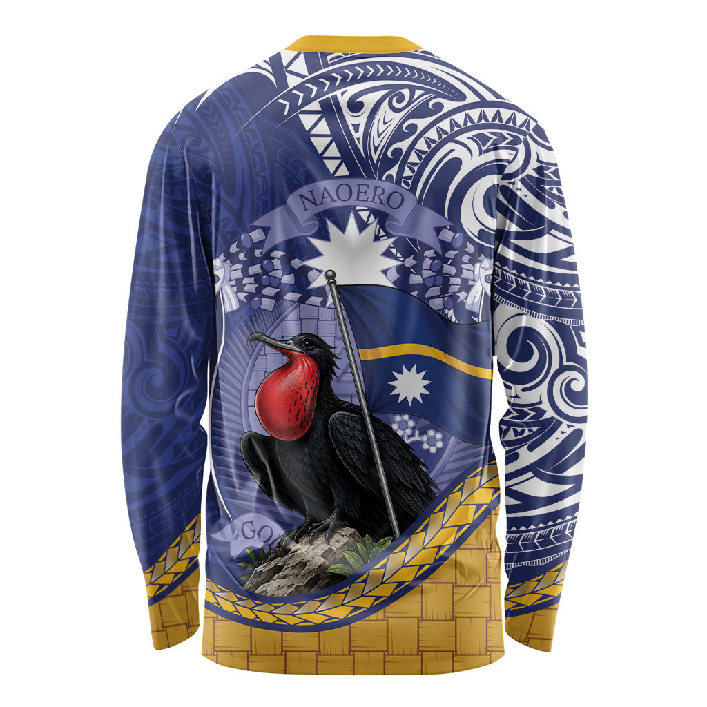 Magnificent Frigatebird Nauru Long Sleeve Shirt Pandanus Weaving Polynesian Pattern