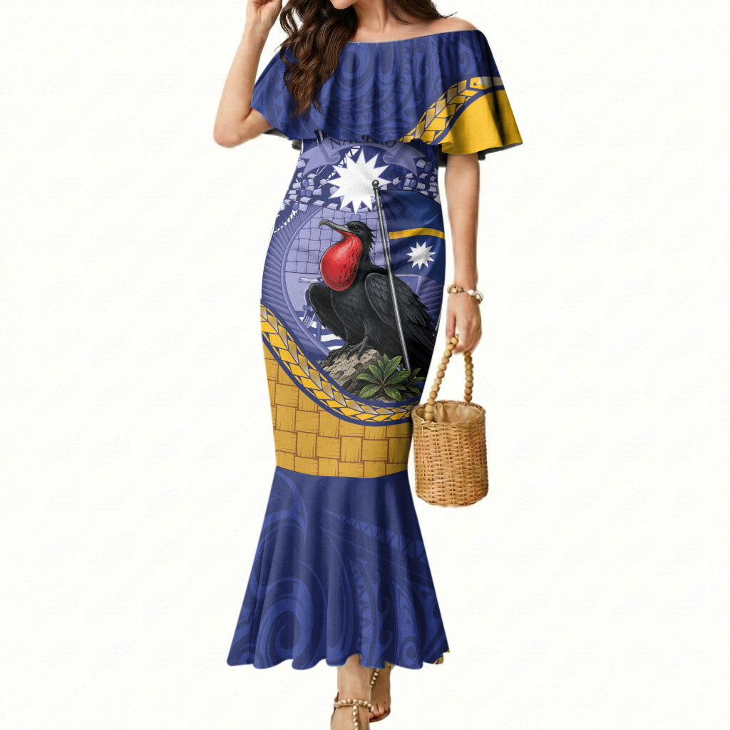 Magnificent Frigatebird Nauru Mermaid Dress Pandanus Weaving Polynesian Pattern