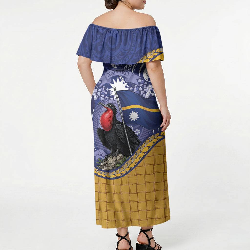 Magnificent Frigatebird Nauru Off Shoulder Maxi Dress Pandanus Weaving Polynesian Pattern