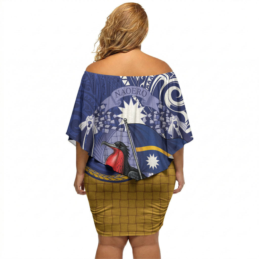 Magnificent Frigatebird Nauru Off Shoulder Short Dress Pandanus Weaving Polynesian Pattern