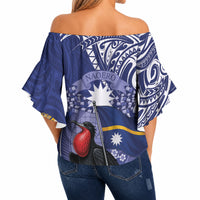 Magnificent Frigatebird Nauru Off Shoulder Wrap Waist Top Pandanus Weaving Polynesian Pattern