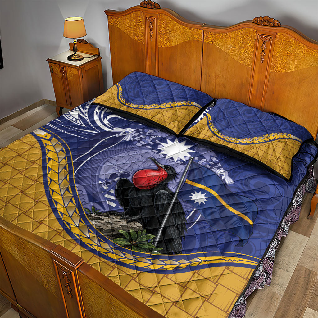 Magnificent Frigatebird Nauru Quilt Bed Set Pandanus Weaving Polynesian Pattern