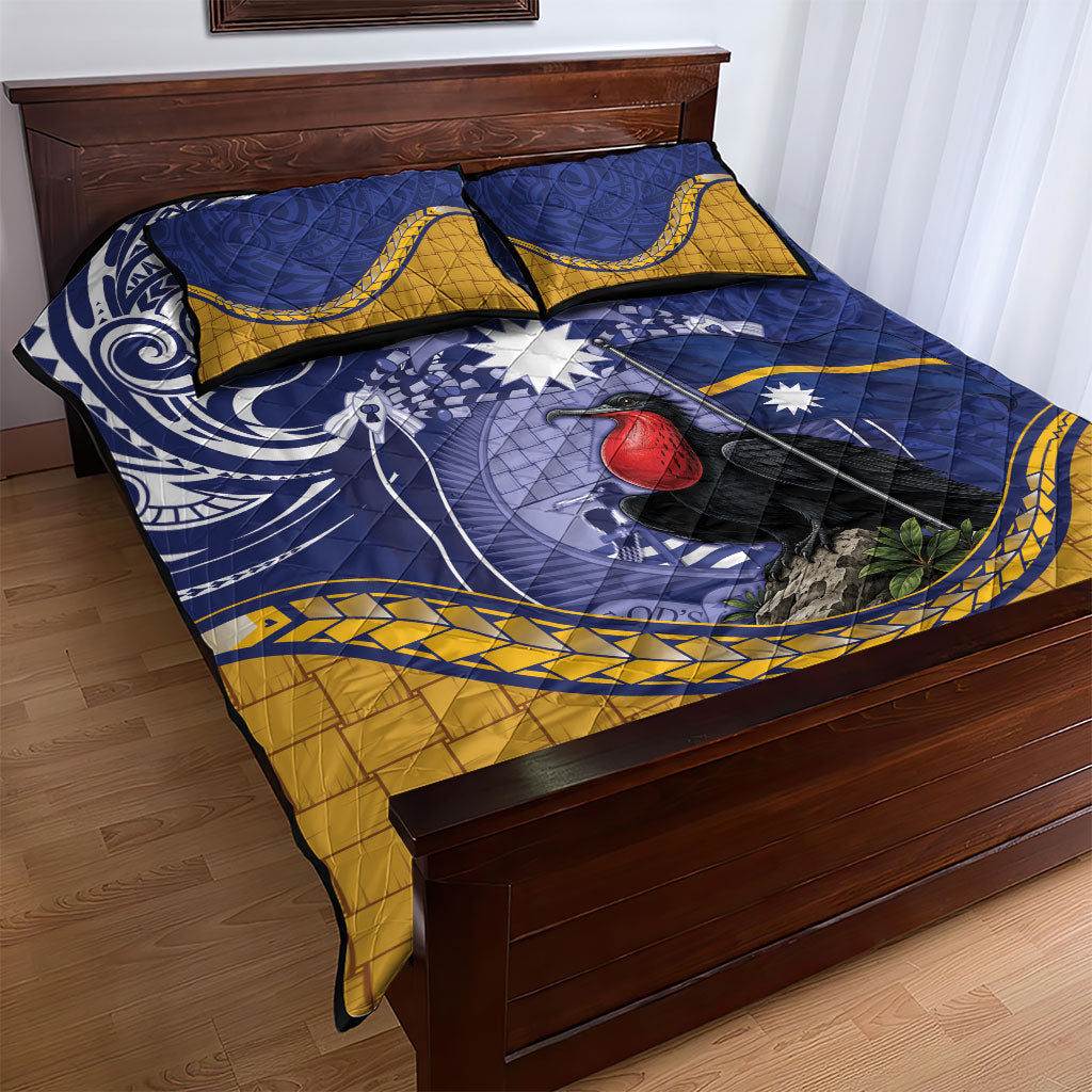 Magnificent Frigatebird Nauru Quilt Bed Set Pandanus Weaving Polynesian Pattern