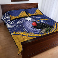 Magnificent Frigatebird Nauru Quilt Bed Set Pandanus Weaving Polynesian Pattern