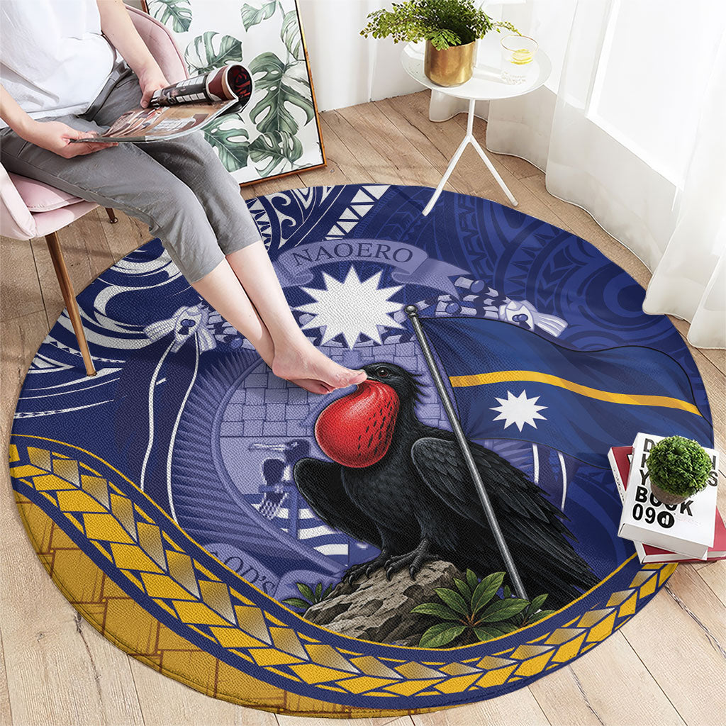 Magnificent Frigatebird Nauru Round Carpet Pandanus Weaving Polynesian Pattern
