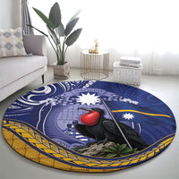 Magnificent Frigatebird Nauru Round Carpet Pandanus Weaving Polynesian Pattern