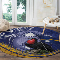 Magnificent Frigatebird Nauru Round Carpet Pandanus Weaving Polynesian Pattern