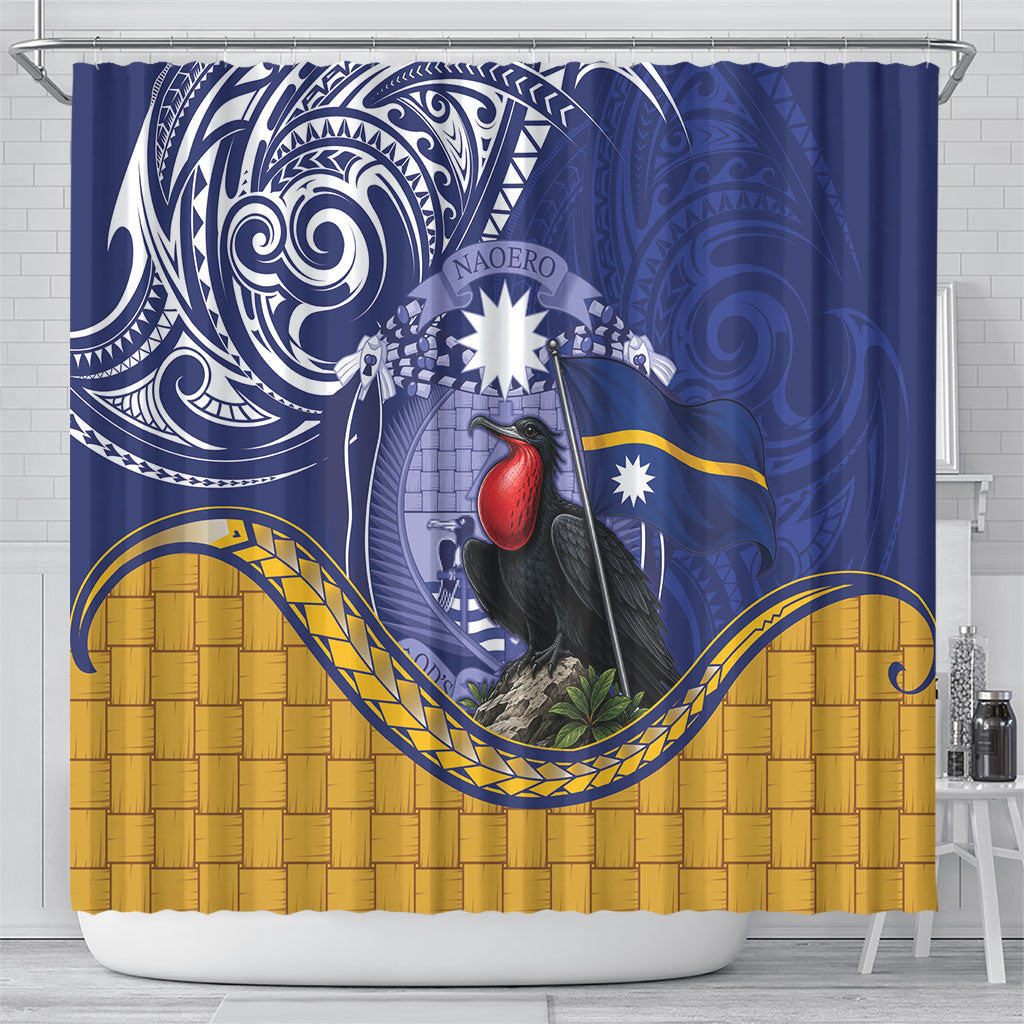 Magnificent Frigatebird Nauru Shower Curtain Pandanus Weaving Polynesian Pattern