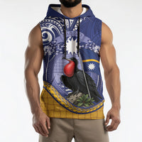 Magnificent Frigatebird Nauru Sleeveless Hoodie Pandanus Weaving Polynesian Pattern