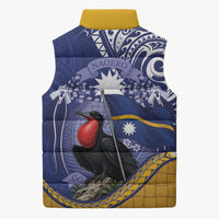 Magnificent Frigatebird Nauru Sleeveless Puffer Jacket Pandanus Weaving Polynesian Pattern