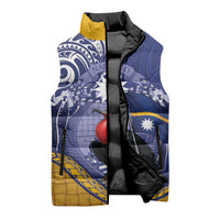 Magnificent Frigatebird Nauru Sleeveless Puffer Jacket Pandanus Weaving Polynesian Pattern