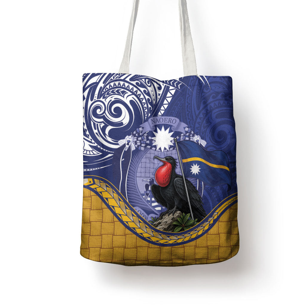 Magnificent Frigatebird Nauru Tote Bag Pandanus Weaving Polynesian Pattern