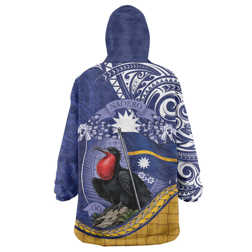 Magnificent Frigatebird Nauru Wearable Blanket Hoodie Pandanus Weaving Polynesian Pattern